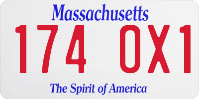 MA license plate 174OX1