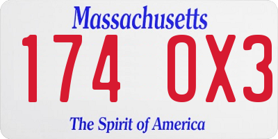MA license plate 174OX3