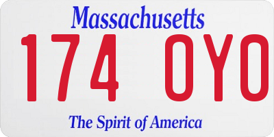 MA license plate 174OY0