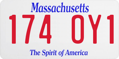 MA license plate 174OY1