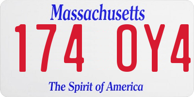 MA license plate 174OY4