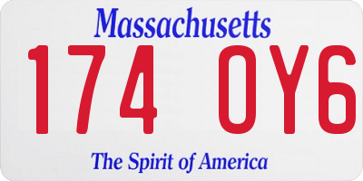 MA license plate 174OY6