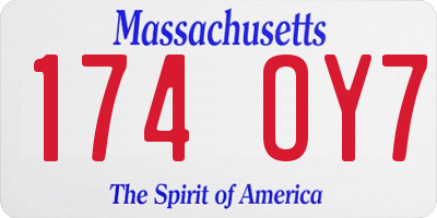 MA license plate 174OY7