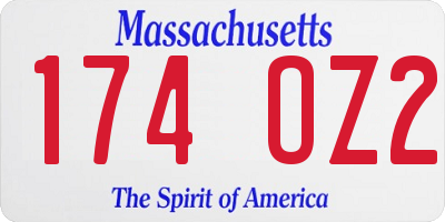 MA license plate 174OZ2