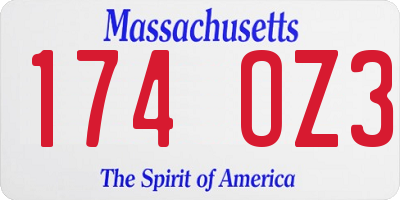 MA license plate 174OZ3