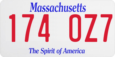 MA license plate 174OZ7