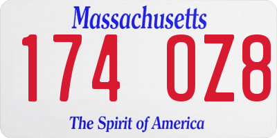 MA license plate 174OZ8