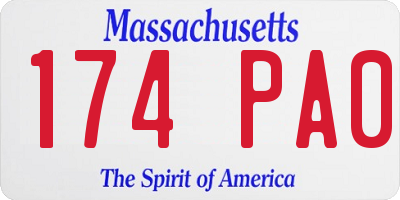 MA license plate 174PA0