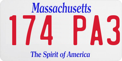 MA license plate 174PA3