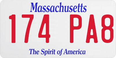 MA license plate 174PA8