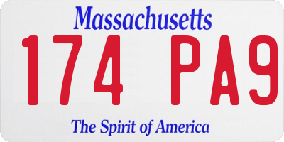 MA license plate 174PA9