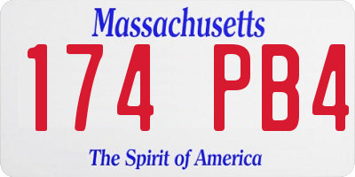 MA license plate 174PB4
