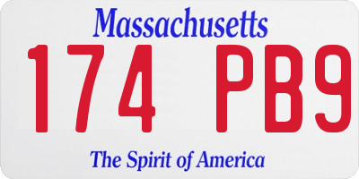 MA license plate 174PB9