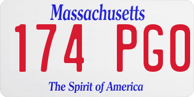 MA license plate 174PG0