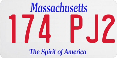 MA license plate 174PJ2