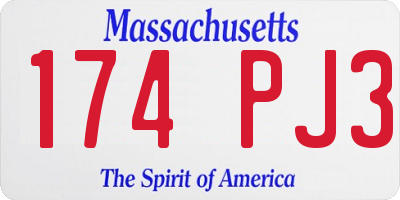 MA license plate 174PJ3