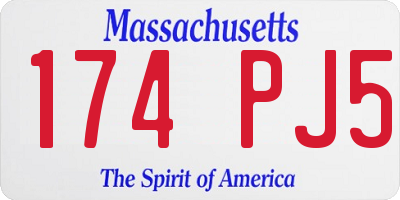 MA license plate 174PJ5