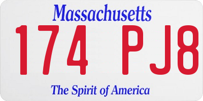 MA license plate 174PJ8
