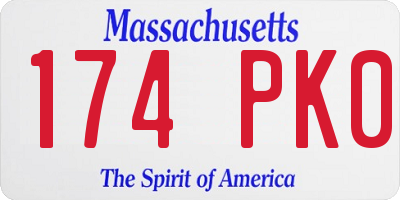 MA license plate 174PK0