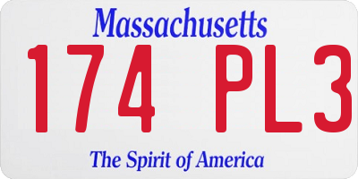 MA license plate 174PL3