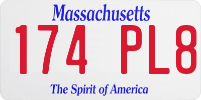 MA license plate 174PL8