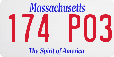 MA license plate 174PO3