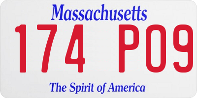 MA license plate 174PO9