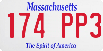 MA license plate 174PP3