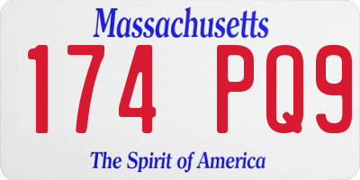 MA license plate 174PQ9