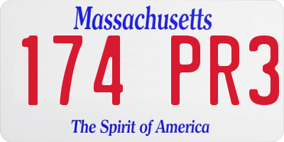 MA license plate 174PR3