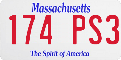 MA license plate 174PS3