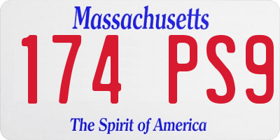 MA license plate 174PS9