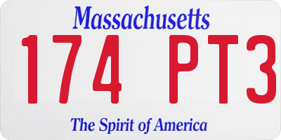 MA license plate 174PT3