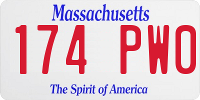 MA license plate 174PW0