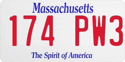 MA license plate 174PW3