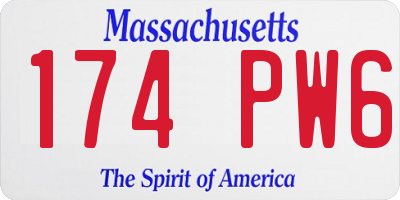 MA license plate 174PW6
