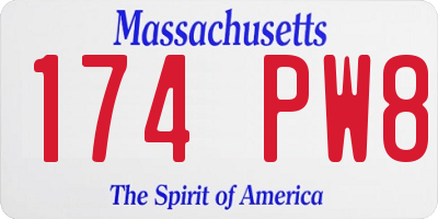 MA license plate 174PW8