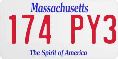 MA license plate 174PY3