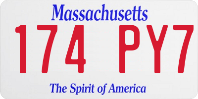 MA license plate 174PY7
