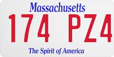 MA license plate 174PZ4