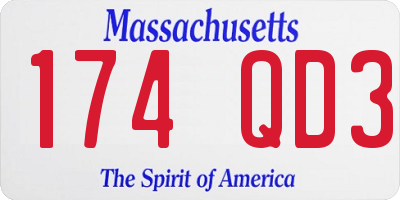 MA license plate 174QD3