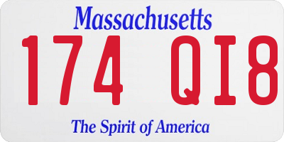 MA license plate 174QI8