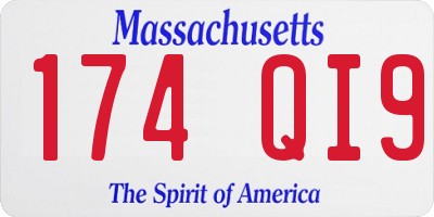 MA license plate 174QI9