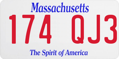 MA license plate 174QJ3