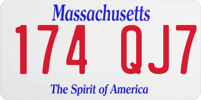 MA license plate 174QJ7