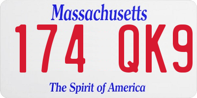 MA license plate 174QK9