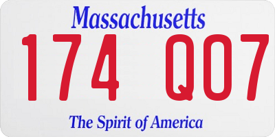 MA license plate 174QO7