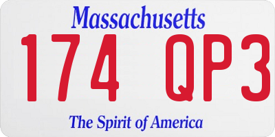 MA license plate 174QP3