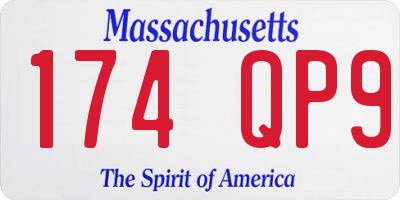 MA license plate 174QP9
