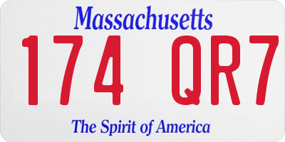 MA license plate 174QR7
